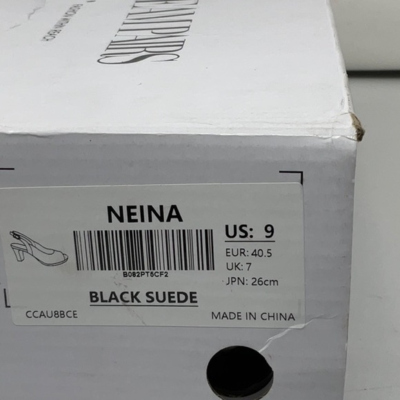 NIB women’s Dream Pairs peep toe black suede heeled shoes, size 9 - Picture 10 of 10